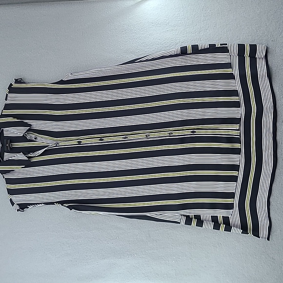 WORTHINGTON Women's Black White Yellow Sleeveless Hi-Low Tunic Top - Size Small - Picture 1 of 13